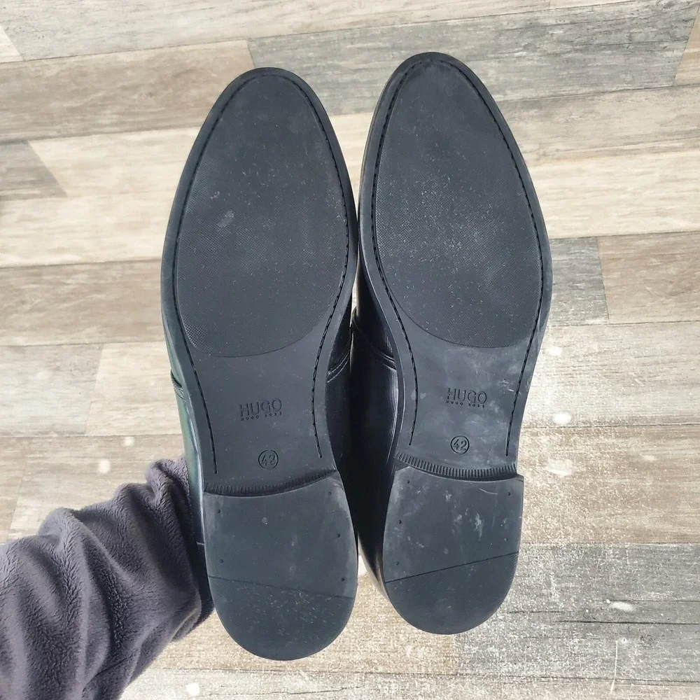 Hugo Boss Colby Mens Shoes Sz 9 Black Leather Lace Up Oxfords Dress Shoe